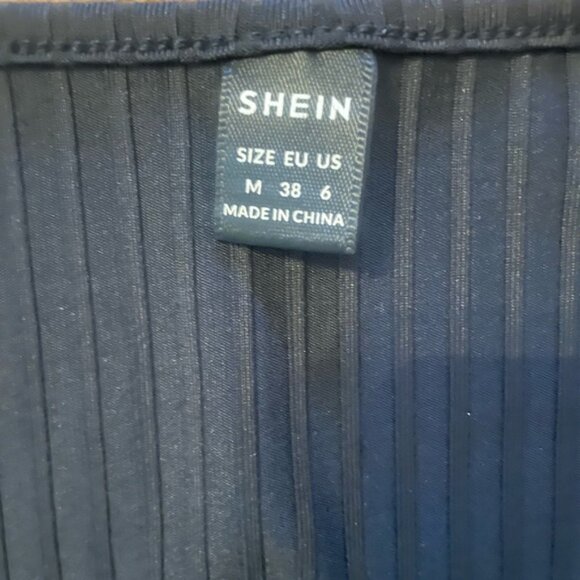 SHEIN Black Ribbed Square Neck Long Sleeve Shirt - Picture 2 of 5